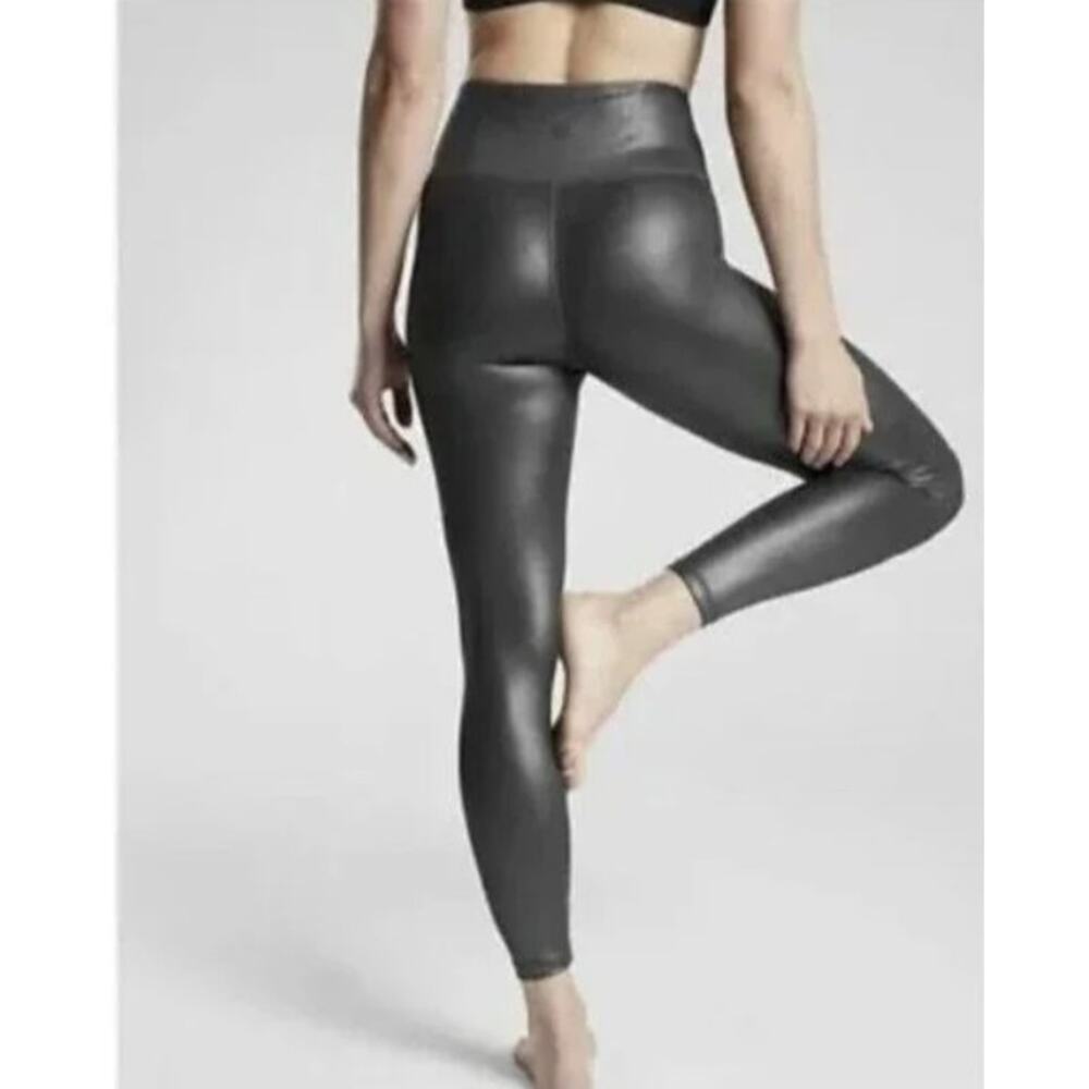 ATHLETA gunmetal metallic dark gray Elation Shimmer legging tights PowerVita - Picture 3 of 7